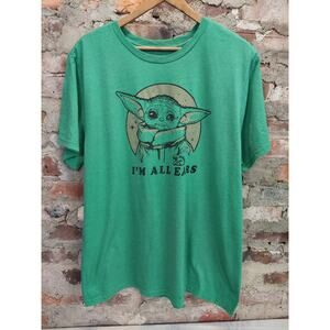 Star Wars The Mandalorian Baby Yoda Grogu Mens T-Shirt Size 2XL Green